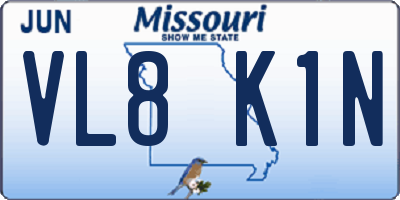 MO license plate VL8K1N