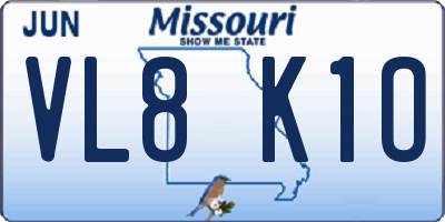 MO license plate VL8K1O