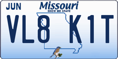 MO license plate VL8K1T