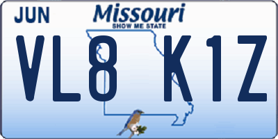 MO license plate VL8K1Z