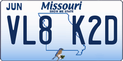 MO license plate VL8K2D