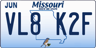 MO license plate VL8K2F