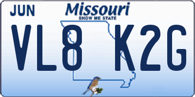 MO license plate VL8K2G