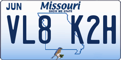 MO license plate VL8K2H
