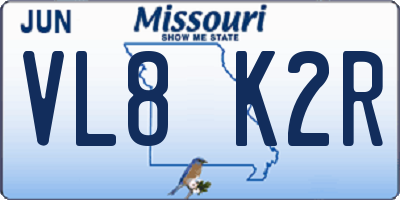 MO license plate VL8K2R