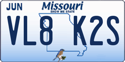 MO license plate VL8K2S