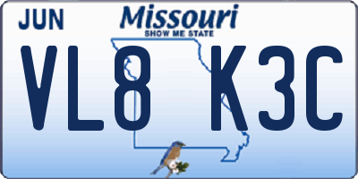 MO license plate VL8K3C