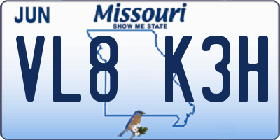 MO license plate VL8K3H