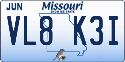 MO license plate VL8K3I