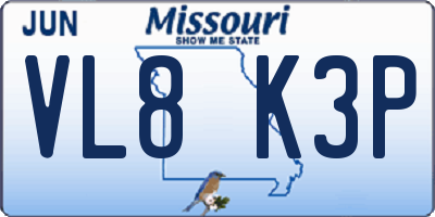 MO license plate VL8K3P