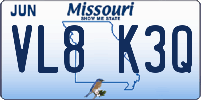 MO license plate VL8K3Q