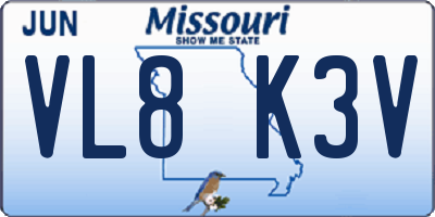 MO license plate VL8K3V