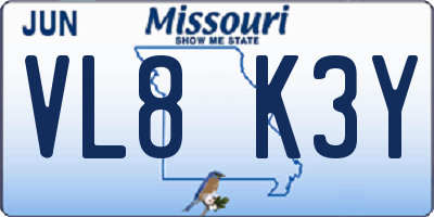 MO license plate VL8K3Y