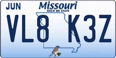MO license plate VL8K3Z
