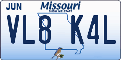 MO license plate VL8K4L