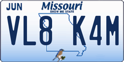 MO license plate VL8K4M