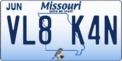 MO license plate VL8K4N