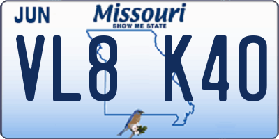MO license plate VL8K4O