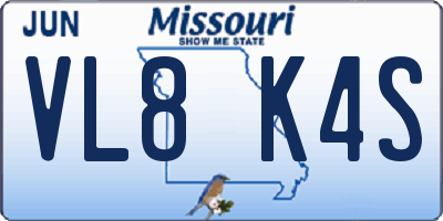 MO license plate VL8K4S