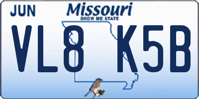 MO license plate VL8K5B