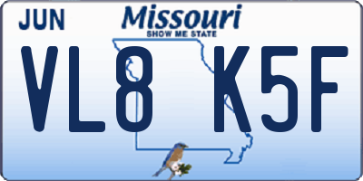 MO license plate VL8K5F