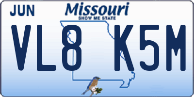 MO license plate VL8K5M
