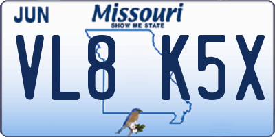 MO license plate VL8K5X