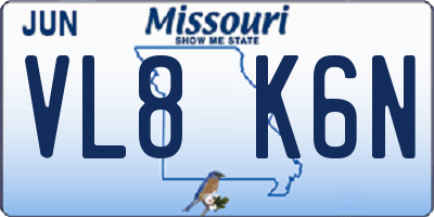 MO license plate VL8K6N