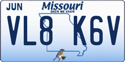 MO license plate VL8K6V