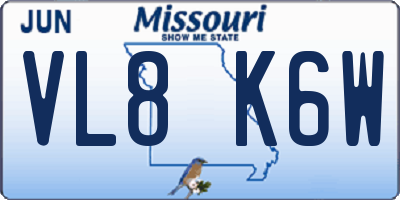 MO license plate VL8K6W