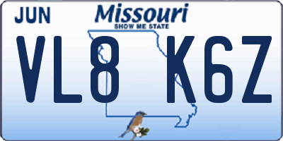 MO license plate VL8K6Z