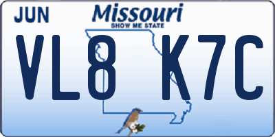 MO license plate VL8K7C