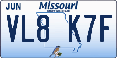 MO license plate VL8K7F
