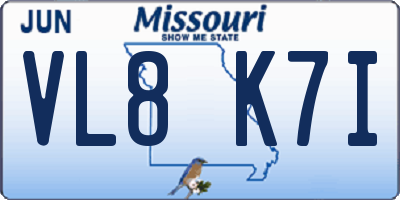 MO license plate VL8K7I