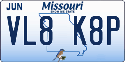 MO license plate VL8K8P