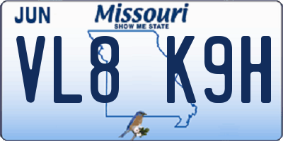 MO license plate VL8K9H