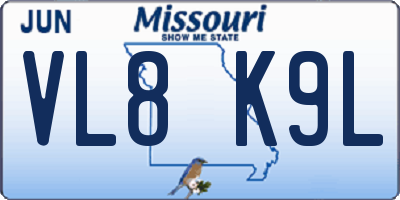 MO license plate VL8K9L
