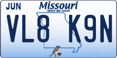 MO license plate VL8K9N