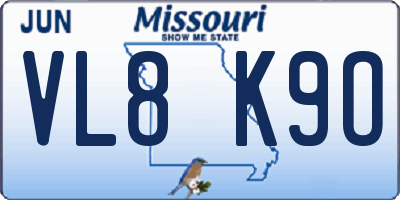 MO license plate VL8K9O