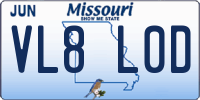 MO license plate VL8L0D