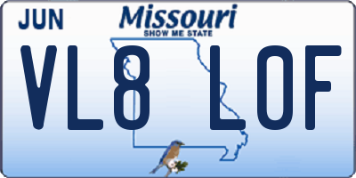 MO license plate VL8L0F