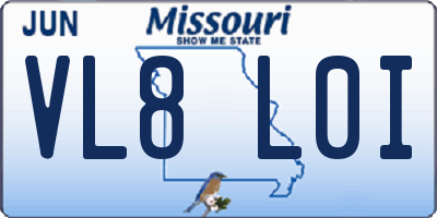MO license plate VL8L0I