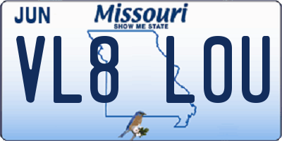 MO license plate VL8L0U