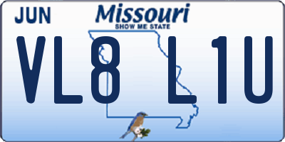 MO license plate VL8L1U