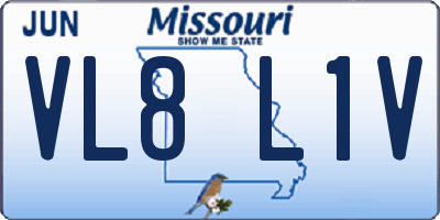 MO license plate VL8L1V