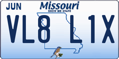 MO license plate VL8L1X