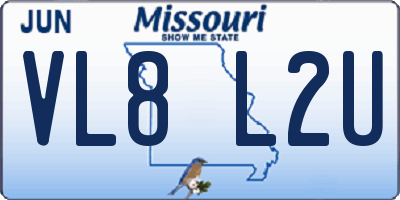MO license plate VL8L2U