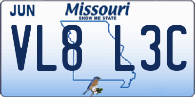 MO license plate VL8L3C