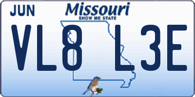 MO license plate VL8L3E
