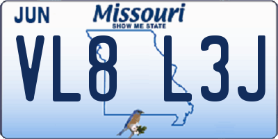 MO license plate VL8L3J